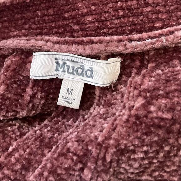 Mudd Chenille Cardigan Size Medium Pink Soft Girl Pocket Sweater Cozy Boho Chic - Picture 6 of 10
